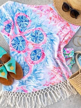 Lilly Pulitzer Jasmine Caftan Swim Coverup Tassel Hem Resort XS/S